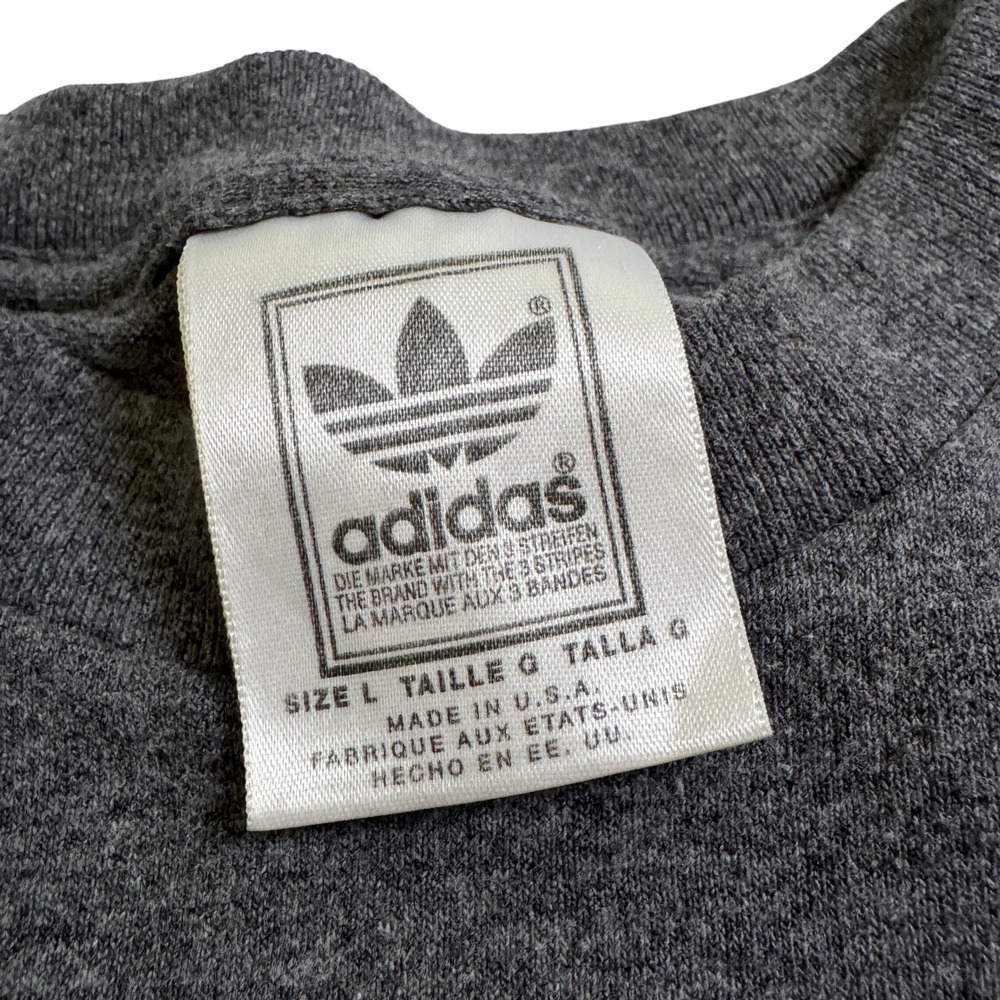 Vintage Adidas T-Shirt Large Gray Trefoil Logo Made in USA Short Sleeve Tee - Picture 3 of 3